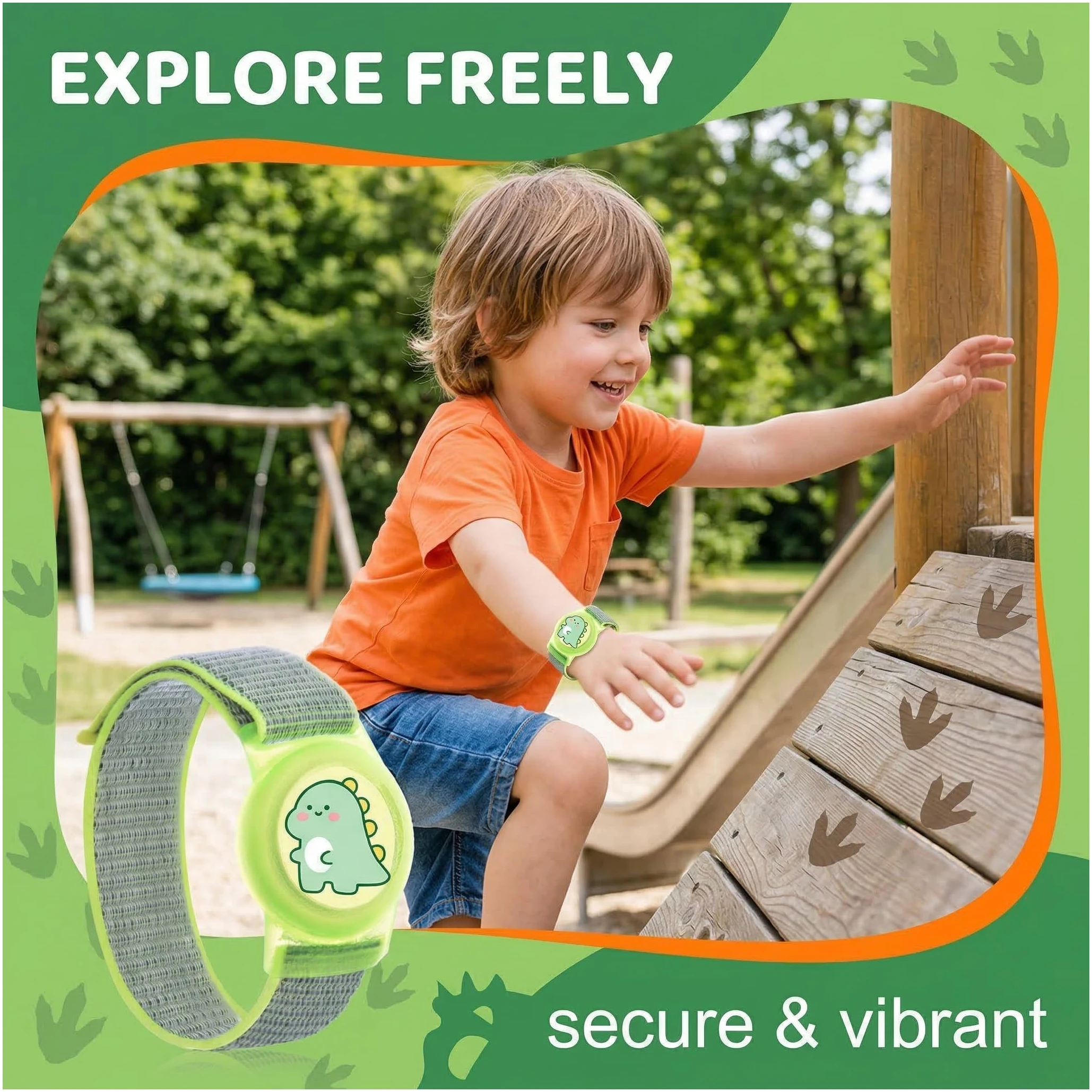 Bracelet AirTag Enfant Motif Dinosaure, Coque Silicone avec Bracelet Nylon Réglable – Image 2