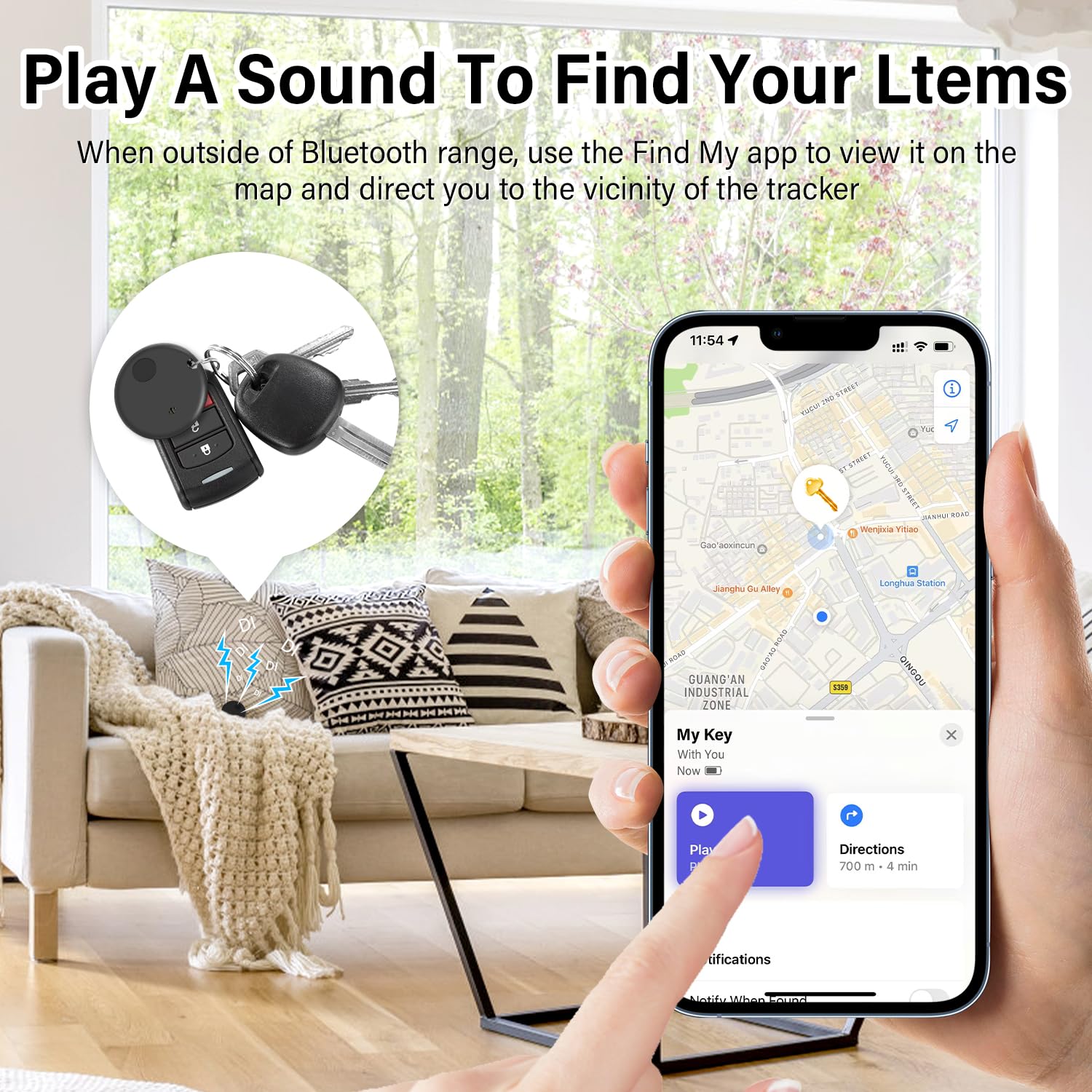Lot de 4 traceurs Bluetooth AirTag compatibles iOS, batterie remplaçable – Image 3