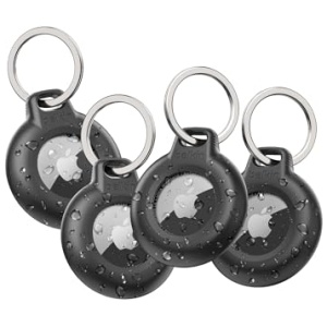 Belkin anneau de protection étanche IPX8 pour AirTag avec attache métal, noir, pack de 4