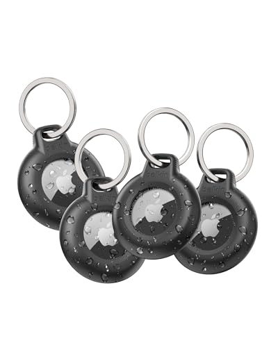 Belkin anneau de protection étanche IPX8 pour AirTag avec attache métal, noir, pack de 4